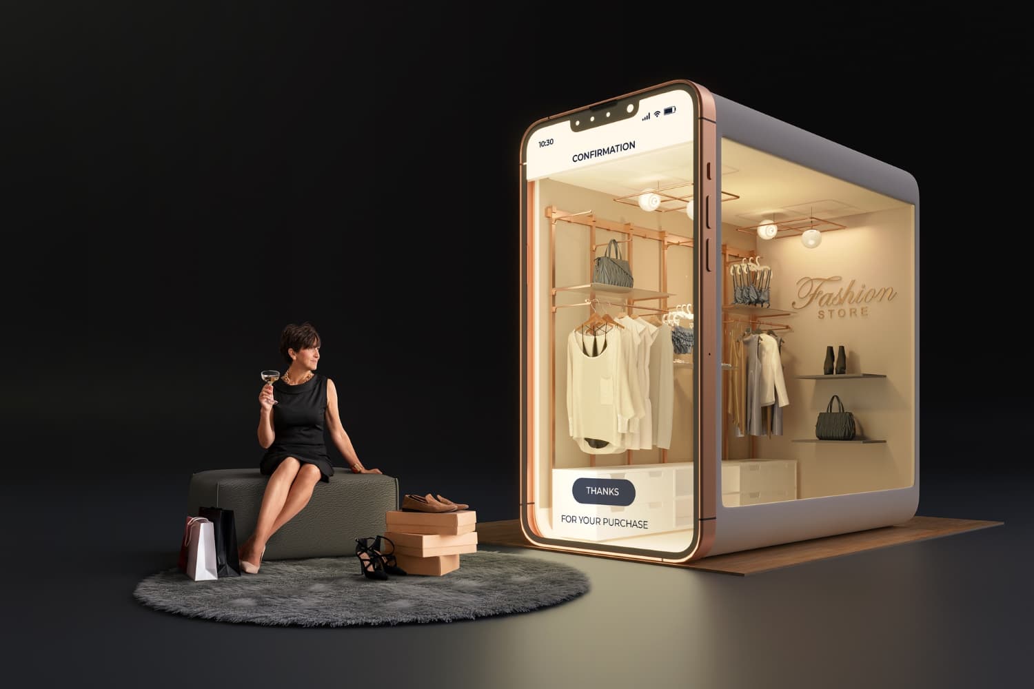 mobile shopping on wardrobe phone